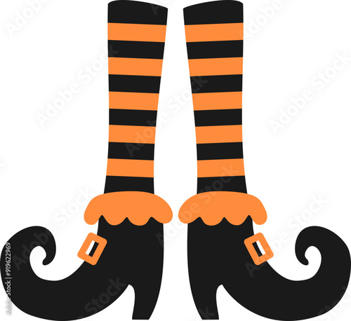 Witch Feet, Witch Legs Curled Shoes Vector Graphic