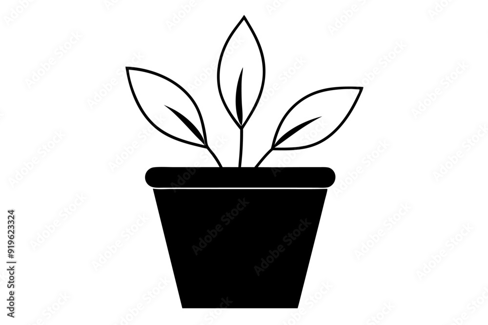 Black Plant in Pot Silhouette Vector Illustration, Clipart, Line Art Design, Black plant in pot silhouette, perfect for vector illustrations and clipart Black Plant in Pot Silhouette Vector Illustration, Clipart, Line Art Design, Black plant in pot silhouette, perfect for vector illustrations and clipart