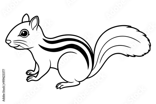 Chipmunk Vector Illustration Cartoon, Clipart, Line Art Design, Playful chipmunk vector illustration, perfect for cartoons, clipart, and line art designs