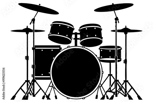 Black Silhouette Drum Vector Illustration Musical Instrument Clipart And Line Art Design, Black silhouette drum vector illustration, perfect for musical designs and clipart