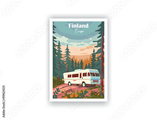 Finland, Europe - Vintage travel poster. Vector illustration. High quality prints