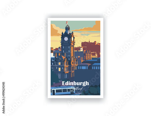 Edinburgh, Scotland - Vintage travel poster. Vector illustration. High quality prints