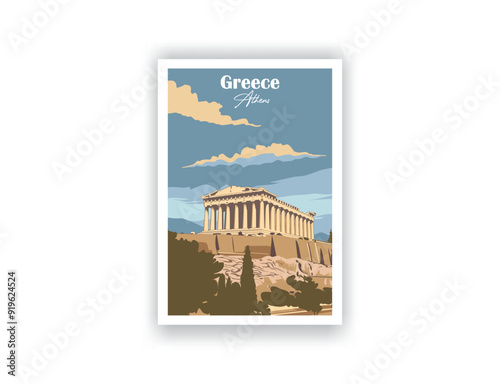 Athens - Vintage travel poster. Vector illustration. High quality prints