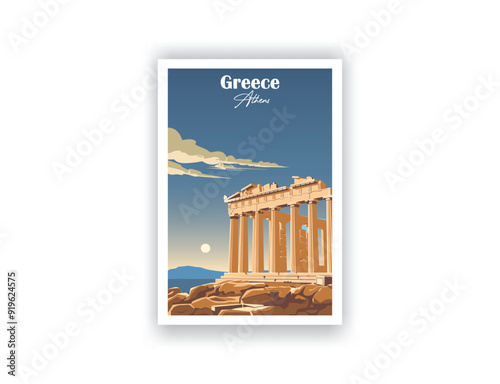 Athens - Vintage travel poster. Vector illustration. High quality prints