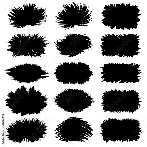 Wallpaper Mural A collection of bold black brush strokes displayed against a white background Torontodigital.ca