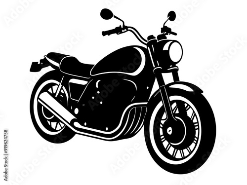 Motorcycle with Rear Wheel Perspective Vector Illustration Cartoons, Clipart, Line Art Design, Detailed motorcycle vector art with rear wheel perspective for illustrations, cartoons, and clipart.
