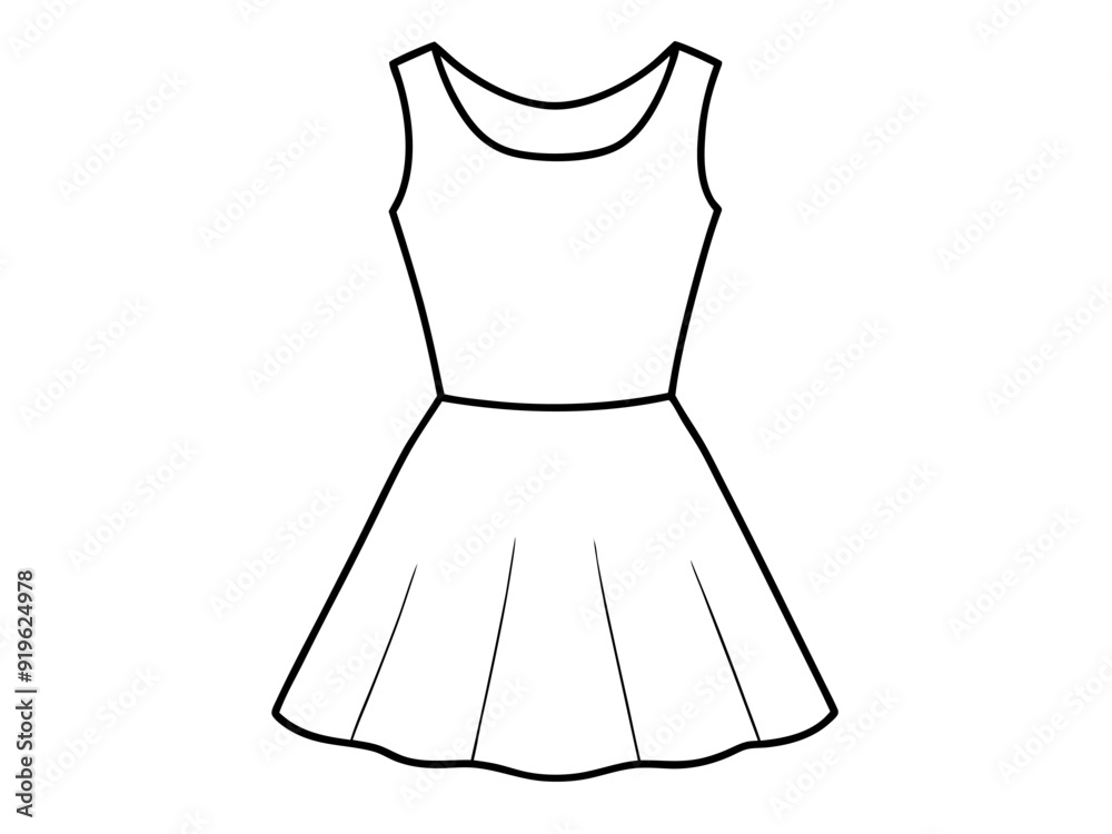 Realistic Skater Dress on White Background Vector Illustration