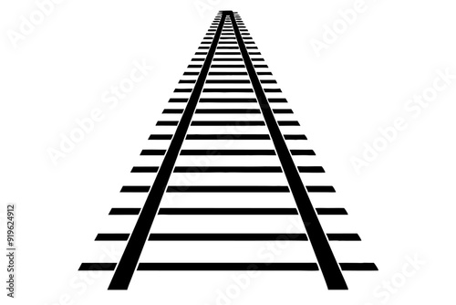 Parallel Train Tracks Vector Illustration on White Background Clipart And Line Art Design, Vector of parallel train tracks on white background, ideal for clipart, line art, and design use
