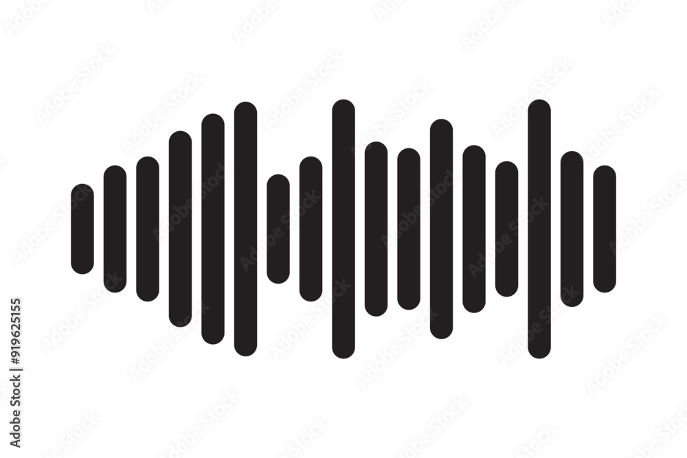 Radio Wave icon. Monochrome simple sound wave on transparent background. Vector sound wave icon. Music player sound bar. Record interface. Equalizer icon with soundwave line. used for mobile phone. Radio Wave icon. Monochrome simple sound wave on transparent background. Vector sound wave icon. Music player sound bar. Record interface. Equalizer icon with soundwave line. used for mobile phone.