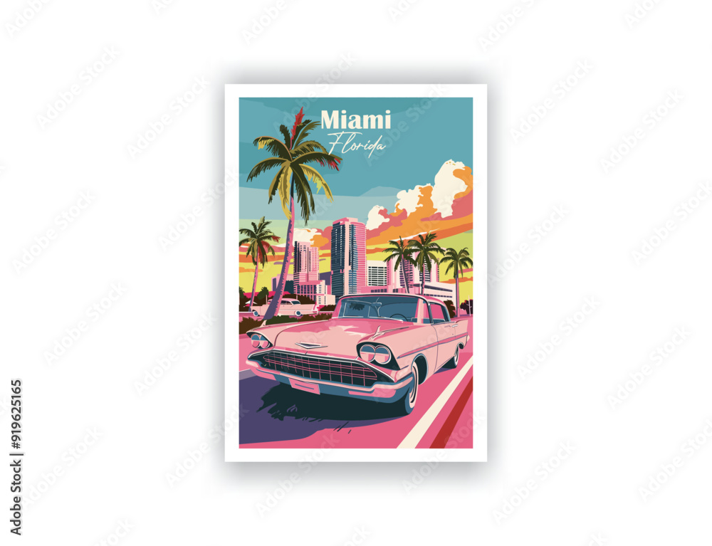 Obraz premium Miami - Vintage travel poster. Vector illustration. High quality prints