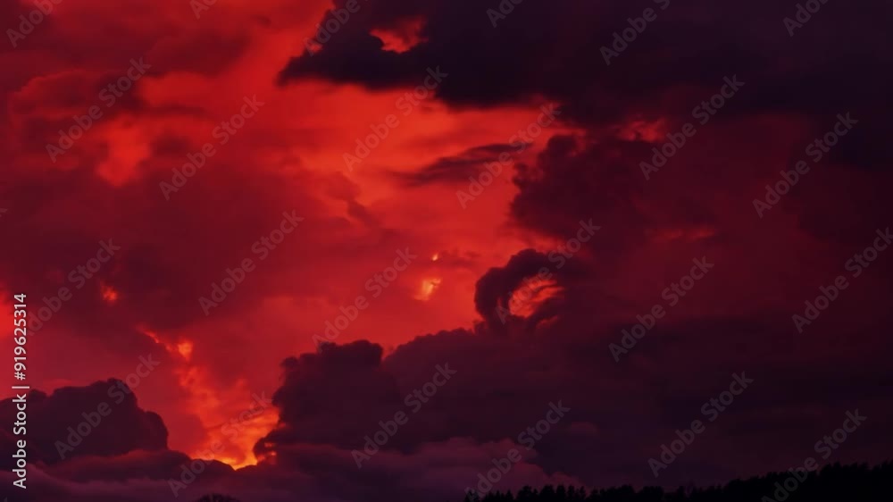 Dramatic Red Sunset with Dark Storm Clouds. Dramatic Red Sunset with Dark Storm Clouds.