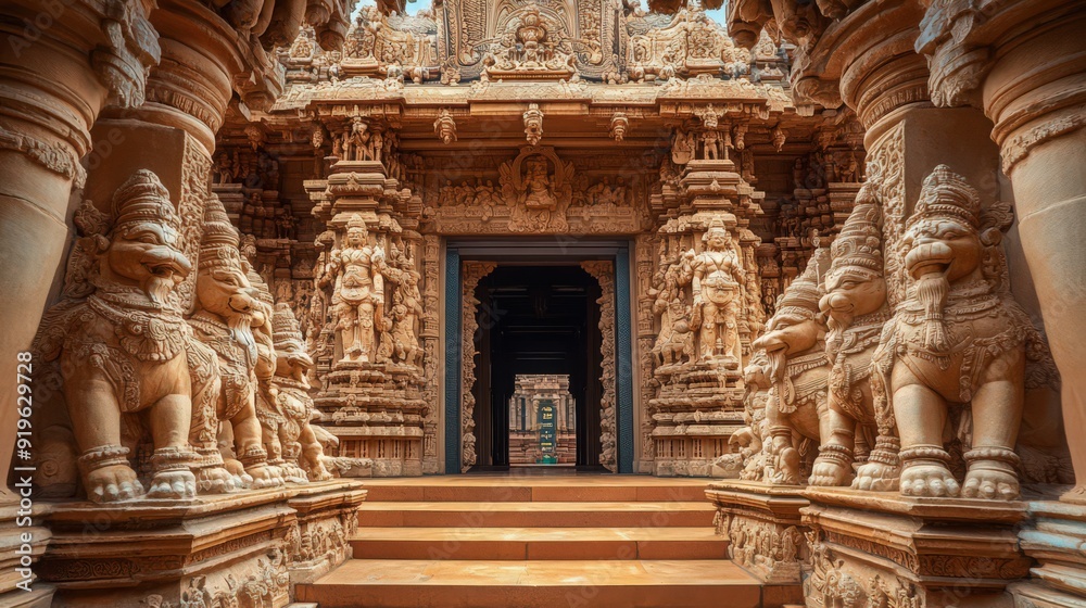 entrance, featuring elaborate sculptures and ornate pillars that reflect its cultural heritage entrance, featuring elaborate sculptures and ornate pillars that reflect its cultural heritage
