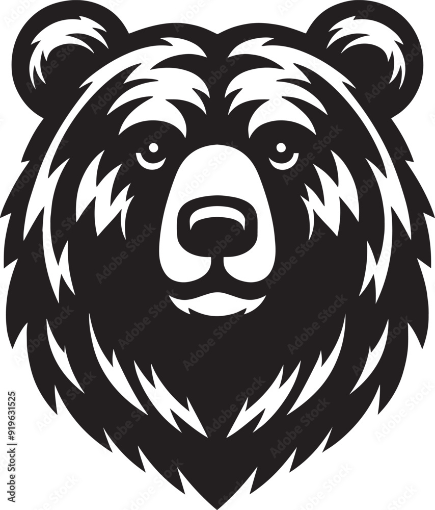 Obraz premium Bear Head Mascot Silhouette vector illustration isolated on a white background