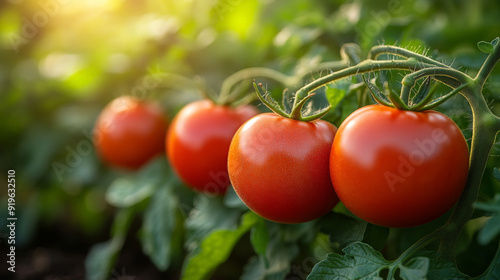 Fresh Tomatoes on the Vine in Natural Light 