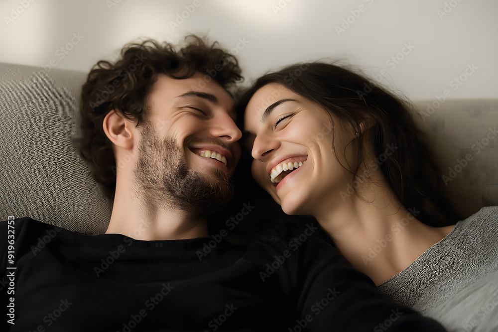 Obraz premium Hyper-Realistic Portrait of a Smiling Couple: Detailed and Lifelike Photography