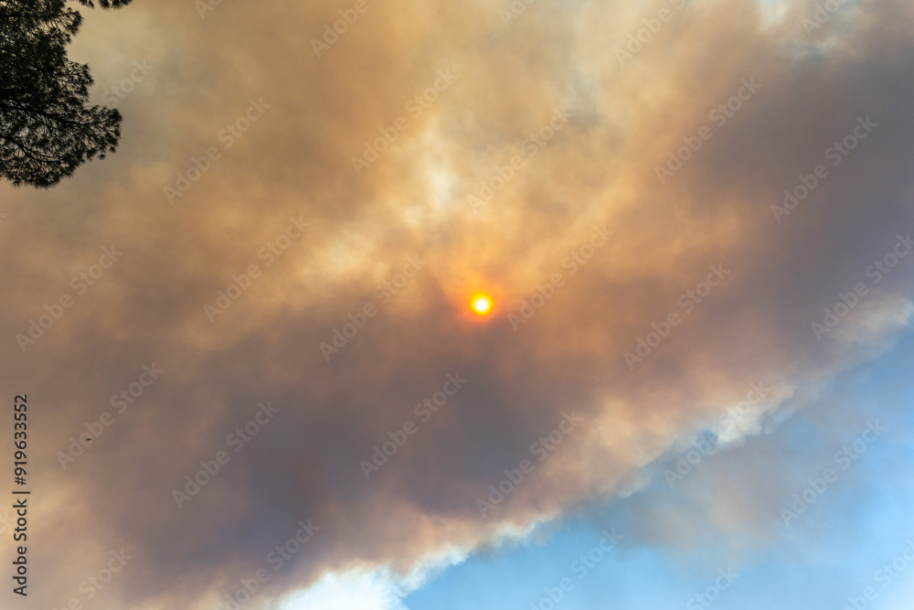 Fire smoke covering the sun