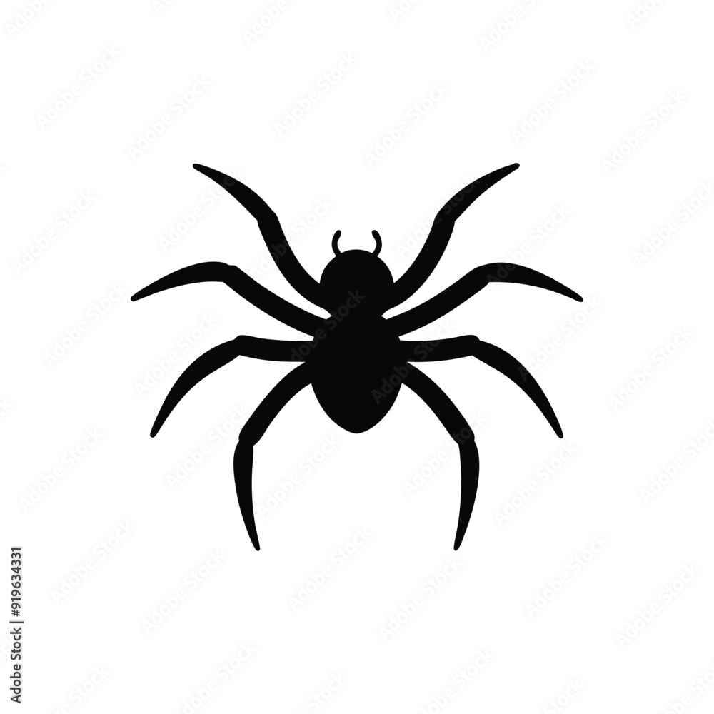 Obraz premium Halloween festive spider silhouette vector illustration isolated on white background