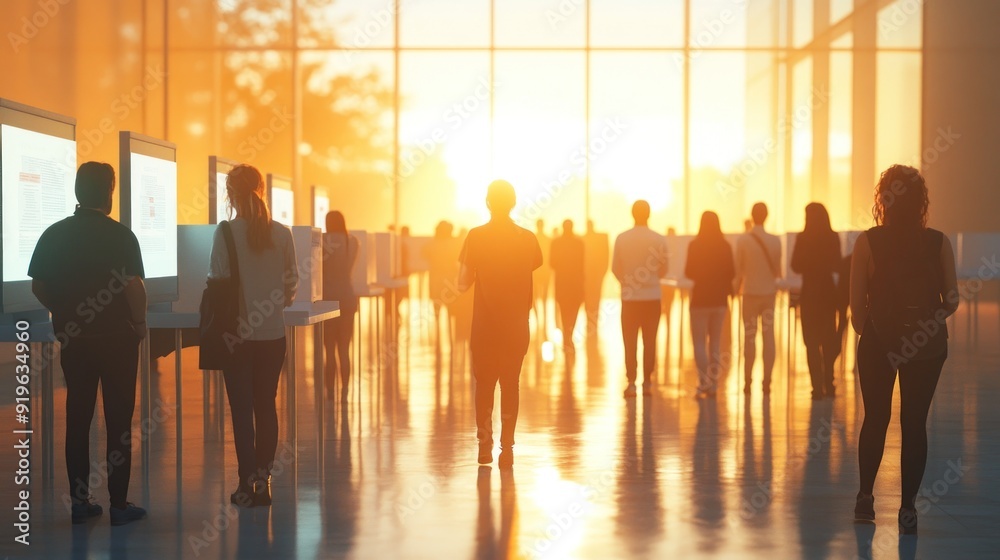 A detailed 3D animated representation of voters at a polling station, ready to cast their ballots. The high-resolution image captures the moment with clarity, emphasizing the importance of democratic A detailed 3D animated representation of voters at a polling station, ready to cast their ballots. The high-resolution image captures the moment with clarity, emphasizing the importance of democratic