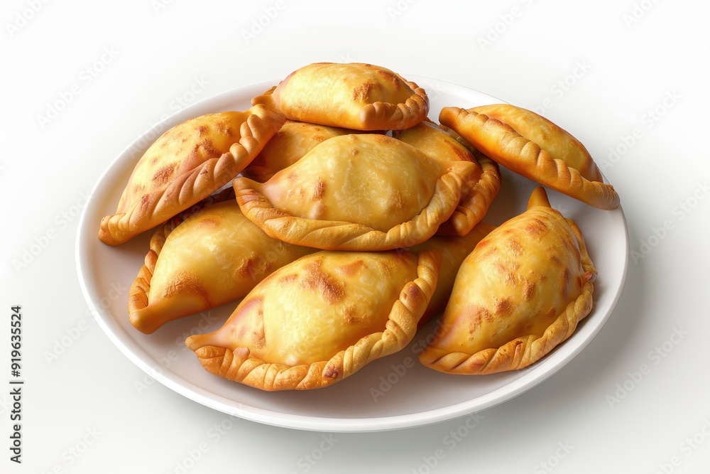 Empanadas on a plate in the white background Empanadas on a plate in the white background