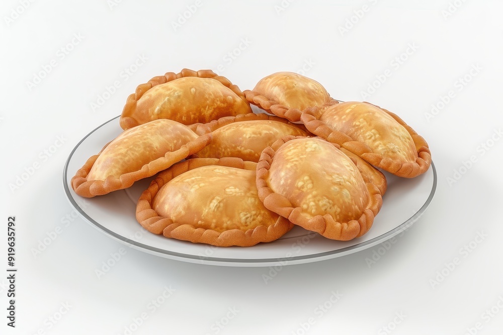 Empanadas on a plate in the white background Empanadas on a plate in the white background