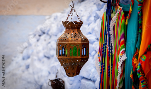 lantern in a shop city of chefchaouen morocco  
