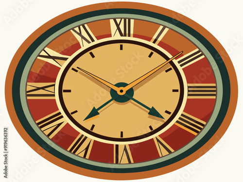 Vintage clock face. Antique classic round clocks with arabic and roman numerals, retro watch face with hour and minute arrow. Time symbol isolated vector set
