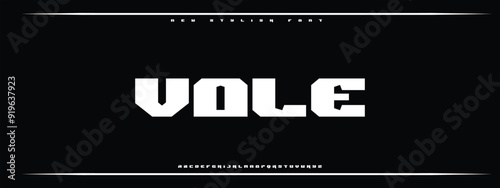 VOLE, Sports minimal tech font letter set. Luxury vector typeface for company.