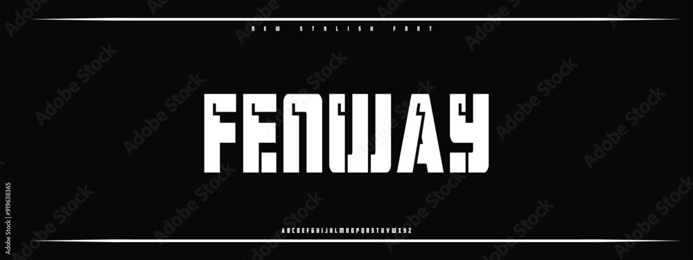 Obraz premium FENWAY, Sports minimal tech font letter set. Luxury vector typeface for company.