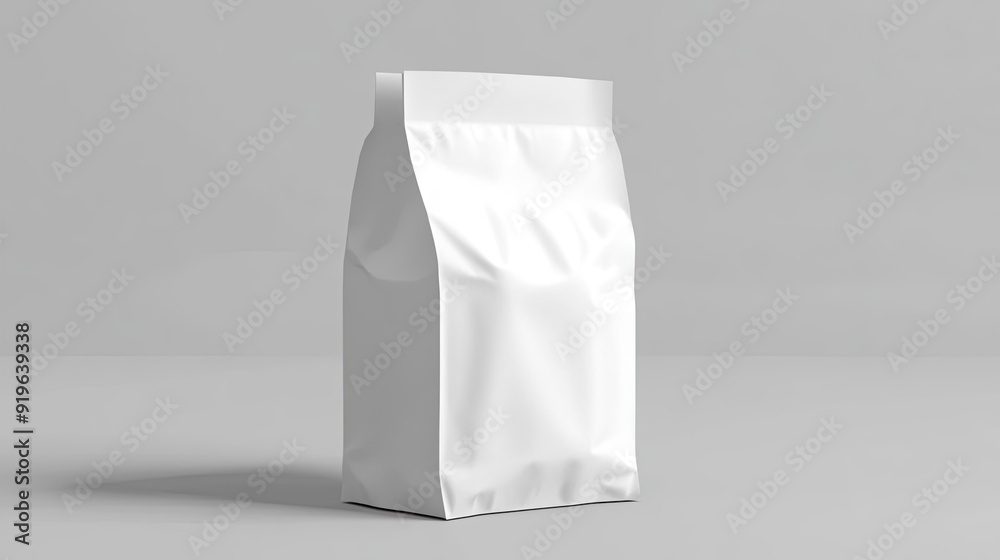 Blank white stand up pouch bag isolated on grey background. Blank white stand up pouch bag isolated on grey background.