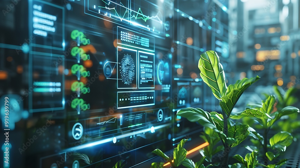 Fototapeta premium Futuristic Interface With Plant Life