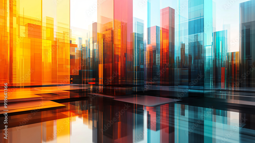 Abstract Cityscape with Glass Towers. Abstract Cityscape with Glass Towers.