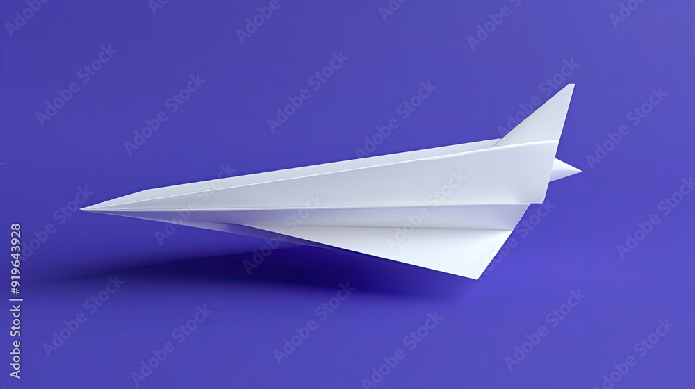 White paper airplane on a purple background. White paper airplane on a purple background.