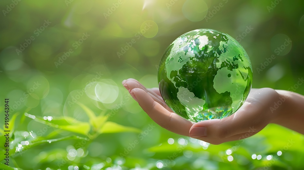 Green Earth Held in Hand, A Symbol of Sustainability Green Earth Held in Hand, A Symbol of Sustainability