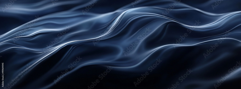 Abstract Dark Blue Wavy Background.