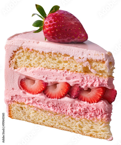 PNG  Delicious strawberry cream cake slice