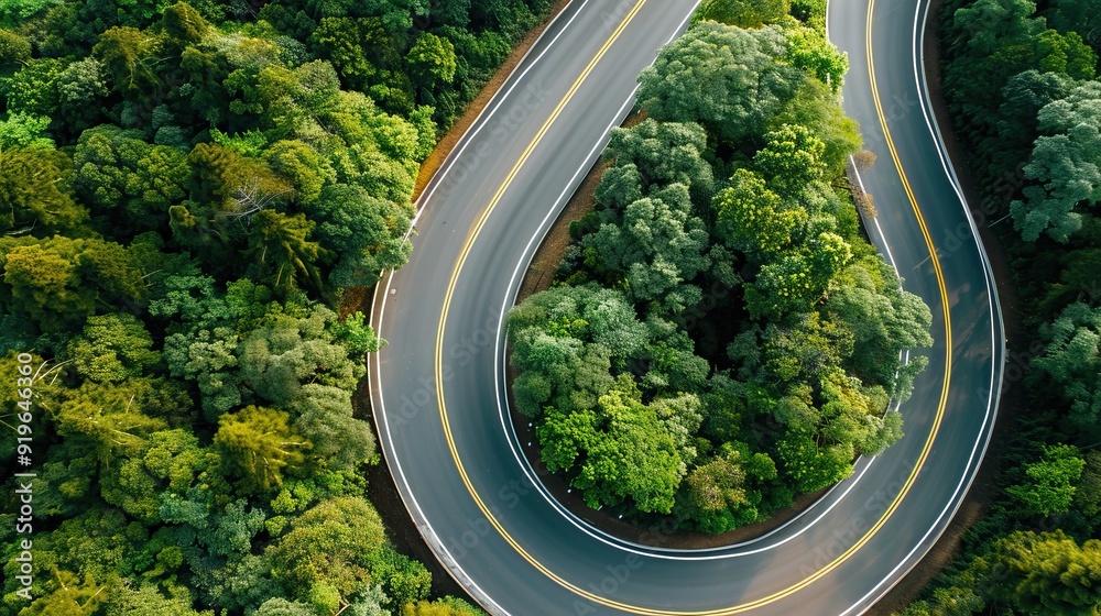 Aerial abstract view of winding highway Aerial abstract view of winding highway