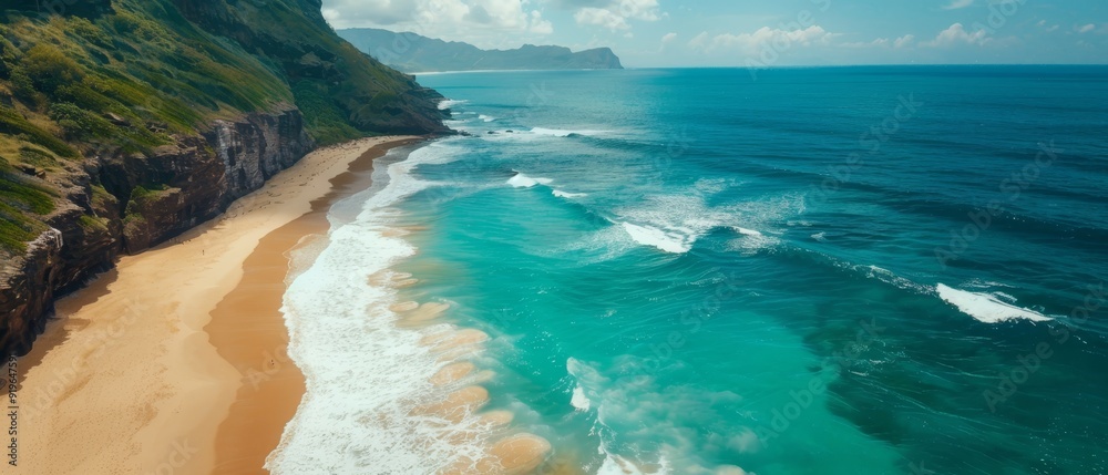 waves crashing at the shore, cliff beyond waves crashing at the shore, cliff beyond