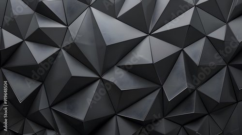 Fototapeta Naklejka Na Ścianę i Meble -  Contemporary interior design background: black 3d polygon wall for modern spaces and futuristic concepts