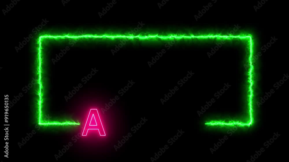 violet frame burning rectangle border blazing animated isolated on black background. 4K graphic animation video, border frame. futuristic, energy burning square, led fire, abstract neon,apple letter.