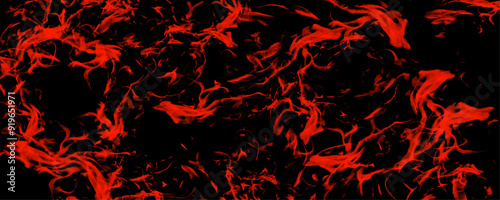 Sparks from fire on a black flame from an explosion on a black background. Fire & brimstone Abstract red grunge reflection of neon cumulus clouds smoke exploding. Dark red marble texture background.