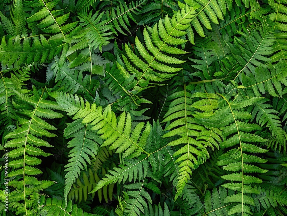 A close-up shot of lush green ferns leaves. A close-up shot of lush green ferns leaves.