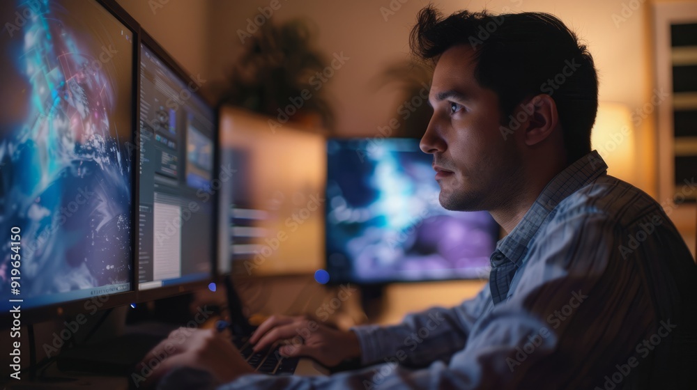 A meteorologist analyzes weather information A meteorologist analyzes weather information