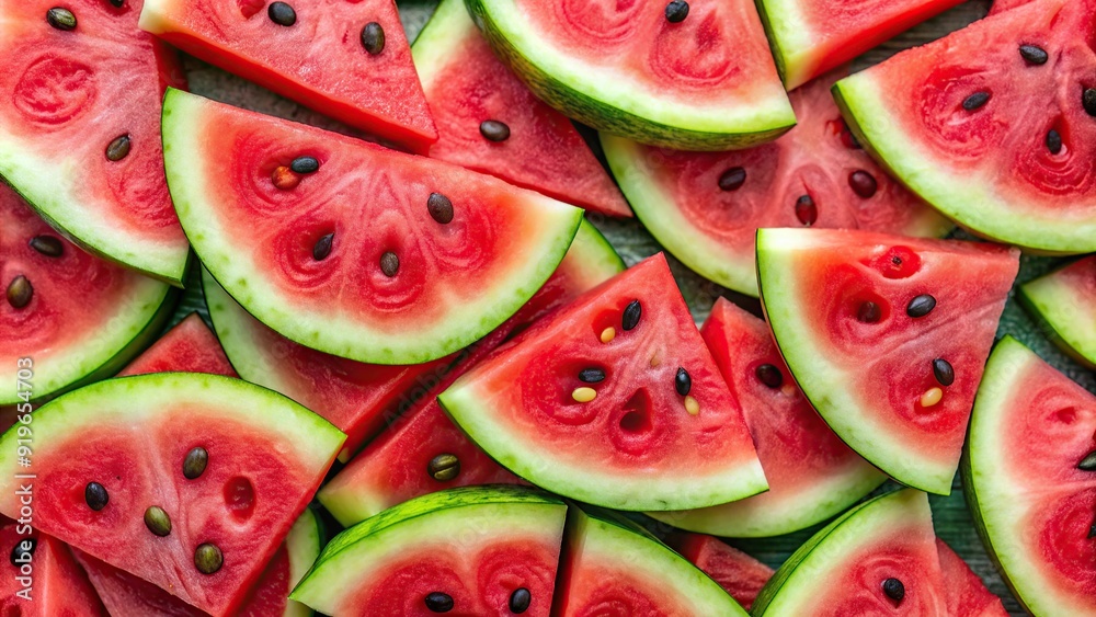 Top view of fresh juicy watermelon slices with seeds Top view of fresh juicy watermelon slices with seeds