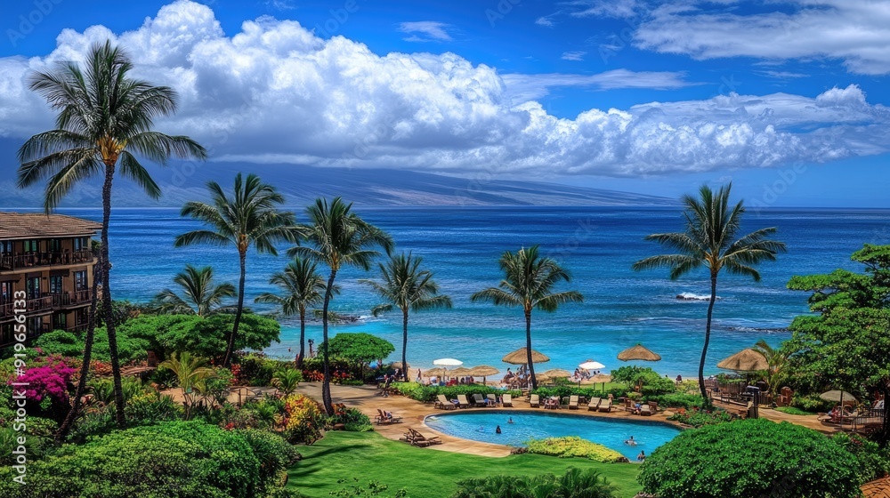 Fototapeta premium Maui Resort. A Grand and Gentle Get-Away with Expensive Ocean Views in Kaanapali, Hawaii