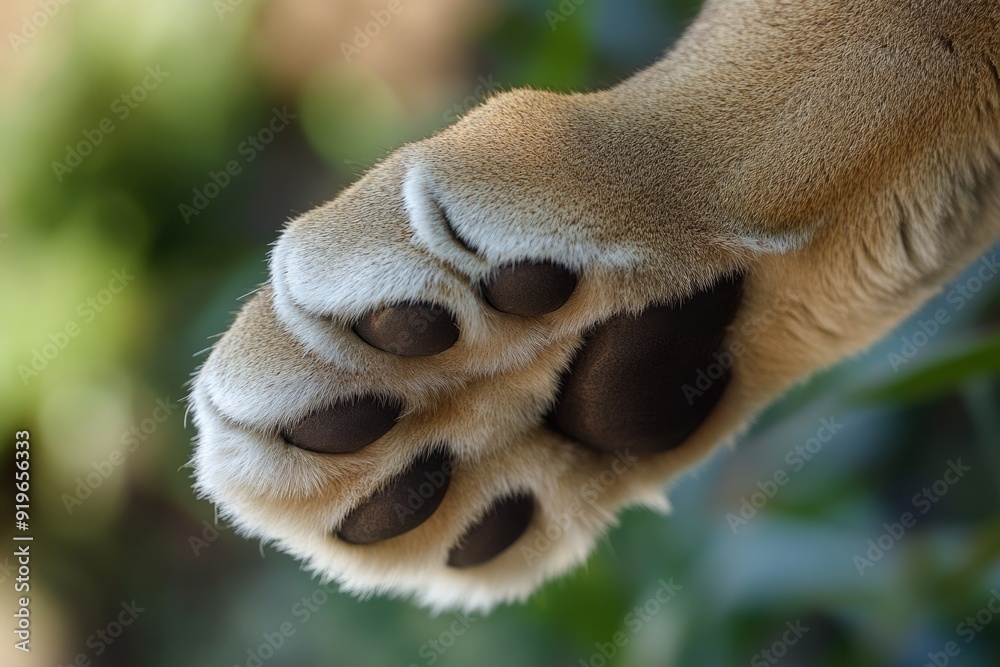 Obraz premium Mountain Lion Paw. Close-Up Shot of a Cougar Paw in Tucson, Arizona Nature Reserve
