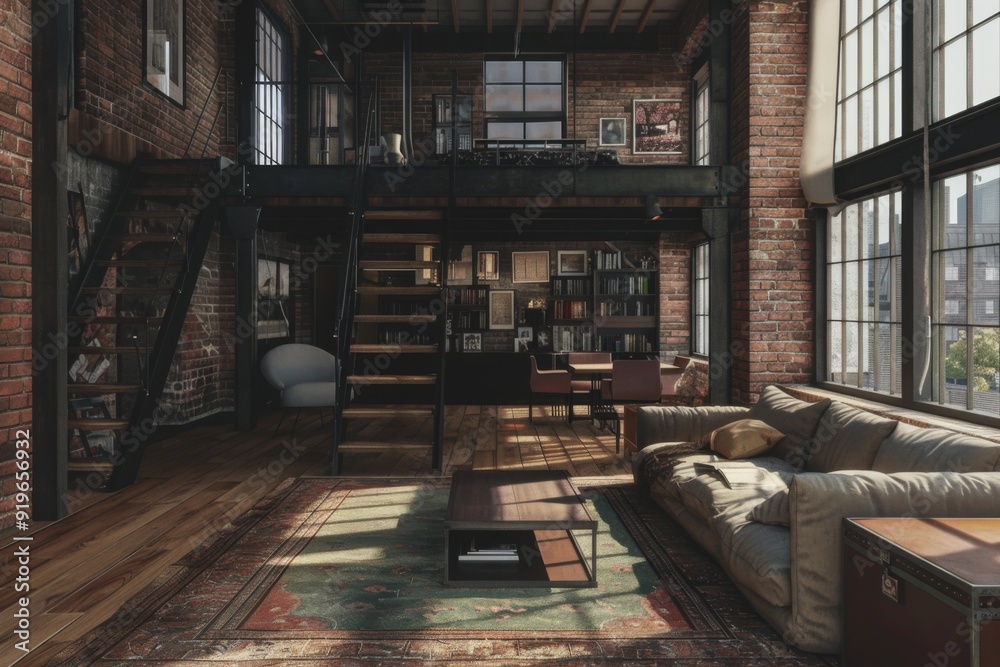 Interior of a loft apartment kitchen Interior of a loft apartment kitchen