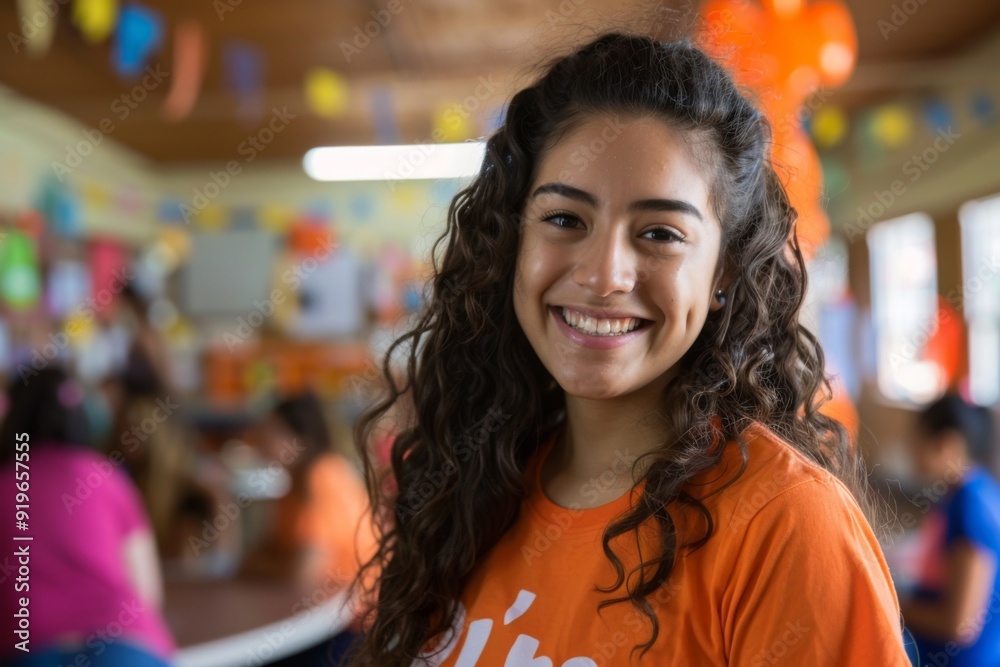 Portrait of a smiling young female volunteer at community center Portrait of a smiling young female volunteer at community center