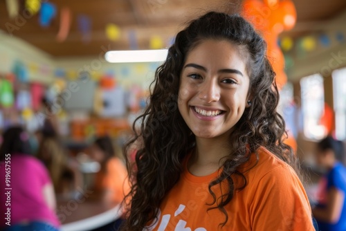Portrait of a smiling young female volunteer at community center