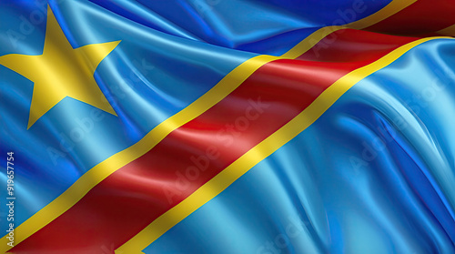 congolese flag for national Day or Independence Day of democratic republic of the congo