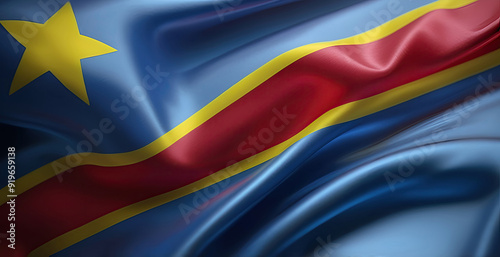 congolese flag for national Day or Independence Day of democratic republic of the congo photo